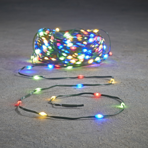 Светодиодная нить Капли 100 разноцветных ламп, 7.5 м., 31В, 8 режимов, таймер, зеленый провод, LUCA (85449)