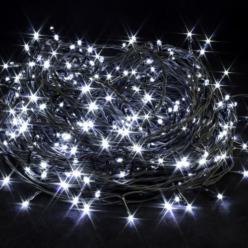 Светодиодная нить с мерцающим диодом 40 м., 24V, 400 холодных белых LED ламп, черный провод ПВХ, соединяемая, Winner Light (w.01.6B.400+24v)