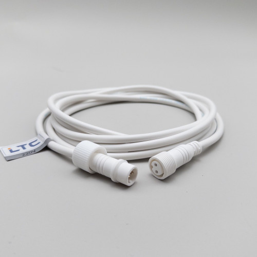 Соединитель 3 м. для бахромы, занавесов и нитей, 220В., провод белый каучук, IP65, LTC (LLS-8-3M)