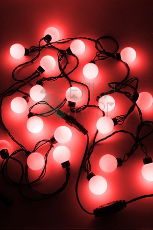 Светодиодная гирлянда Шарики, 5 м., 20 красных LED ламп 40 мм, 220V, черный ПВХ, Beauty Led (HB20-11-2R)