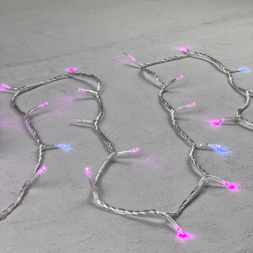 Светодиодная нить 100 розовых LED ламп с мерцанием, 10 м., 24В., прозрачный провод ПВХ, Beauty Led (PST100BLW-10-1P)