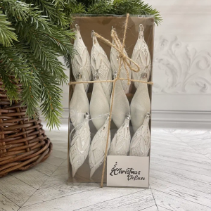 Набор винтажных сосулек  Саламандра 15 см., белый,  пластик, 12 шт., Christmas DeLuxe (89291)