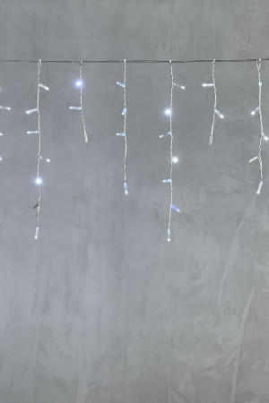 Светодиодная бахрома с колпачком 3,2*0,9 м., 180 холодных белых LED ламп, мерцание, прозрачный провод ПВХ, IP65, LTC (PIL180BLWCAP-10-2W)