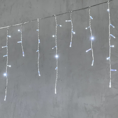 Светодиодная бахрома с колпачком 3,2*0,9 м., 180 холодных белых LED ламп, мерцание, прозрачный провод ПВХ, IP65, LTC (PIL180BLWCAP-10-2W)