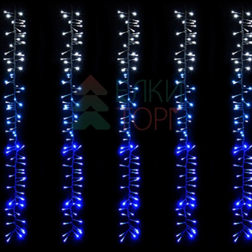 Светодиодная бахрома с эффектом бегущий огонь 2*1м., 24V, 320 LED ламп бело - синего цвета, прозрачный провод, Beauty Led (ESI320-SH10-1WB)