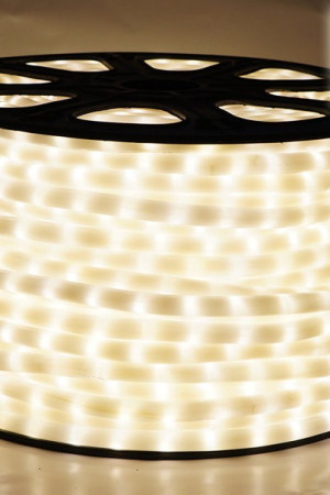 Дюралайт светодиодный 2-х проводной, диаметр 13 мм., 220V, теплые белые LED лампы 36 шт на 1 м., бухта 100 м, Rich Led (RL-DL-2WH-100-240-WW)