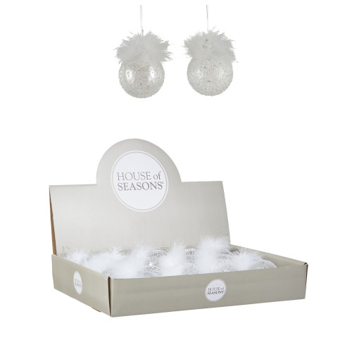 Набор стеклянных шаров Ледяной дождь 70 мм., 18 шт., белый, Christmas DeLuxe (86797)