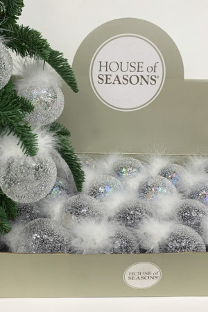 Набор стеклянных шаров Ледяной дождь 70 мм., 18 шт., белый, Christmas DeLuxe (86797)