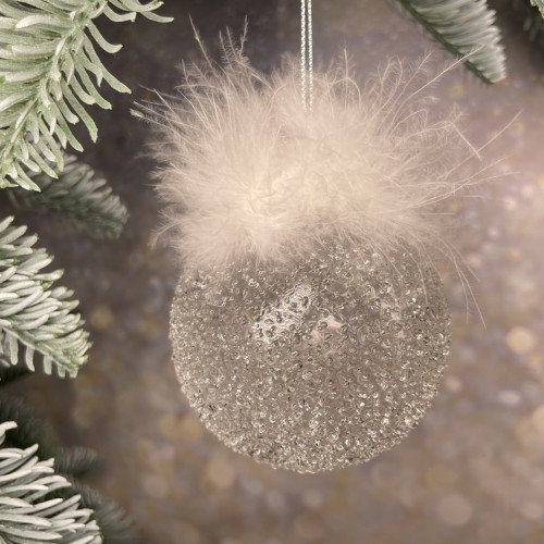 Набор стеклянных шаров Ледяной дождь 70 мм., 18 шт., белый, Christmas DeLuxe (86797)