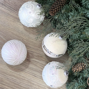 Набор стеклянных шаров Белая Коллекция, 4 шт., белый, Irena CO (91303)