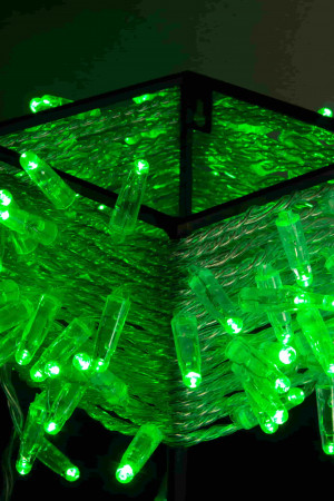 Светодиодная нить 100 зеленых LED ламп, 10 м., 24В, статика, прозрачный провод ПВХ, Teamprof (TPF-S10C-24V-CT/G)