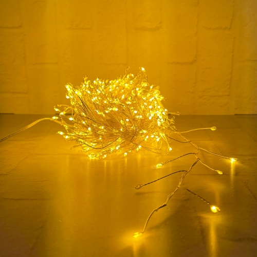 Гирлянда Капли 600 теплых макро ламп, 15 м., 8 режимов, серебряный провод, Christmas DeLuxe (87653)