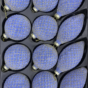 Набор стеклянных украшений Бархатный 12 шт., синий бархат, Christmas DeLuxe (87213)