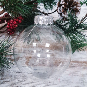 КУ-85-П Стеклянный шар Прозрачный с серебряным колпаком 80 мм., Коломеев