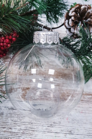 КУ-85-П Стеклянный шар Прозрачный с серебряным колпаком 80 мм., Коломеев