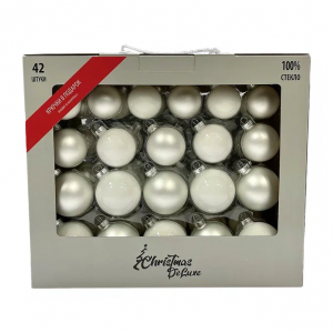 Набор стеклянных шаров Утренняя поземка 42 шт., Christmas DeLuxe (89580) 