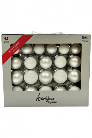 Набор стеклянных шаров Утренняя поземка 42 шт., Christmas DeLuxe (89580) 