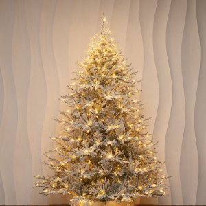 Искусственная елка Петроградская заснеженная 210 см., с теплыми белыми Led лампами, 100% литая хвоя, Елкиторг (237210)
