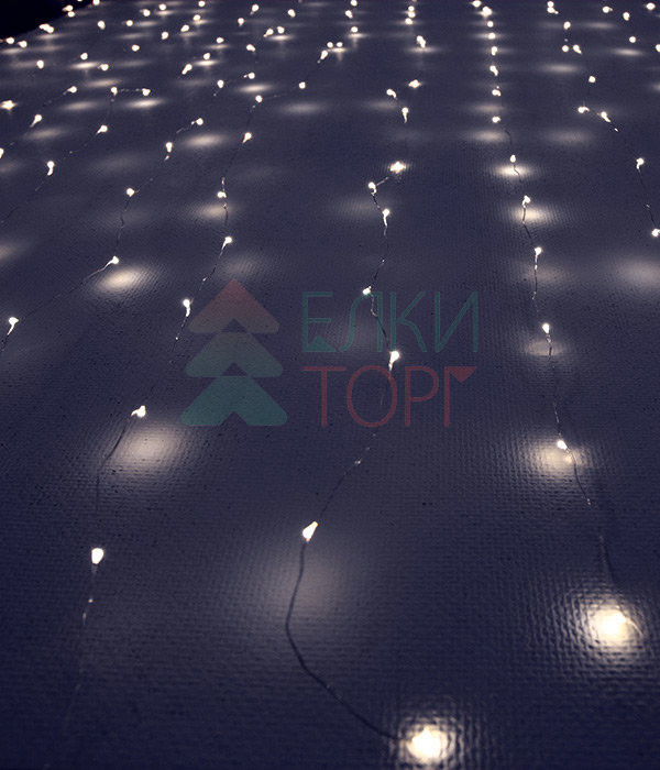 Светодиодный занавес Роса 1.6*1.6 м., 256 белых LED ламп, прозрачный провод, Beauty Led (Curtain 256-10-W)