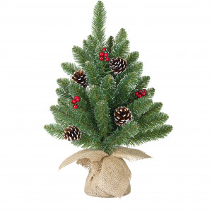 Искусственная ель Кристина с шишками и ягодами 30 см, (74325)