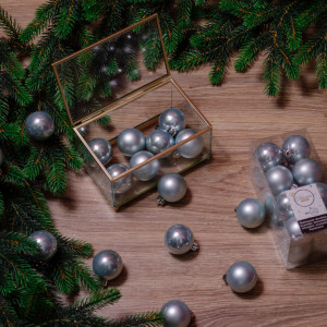 Набор пластиковых шаров Милена 40 мм, голубой туман, 16 шт, Kaemingk (021730)