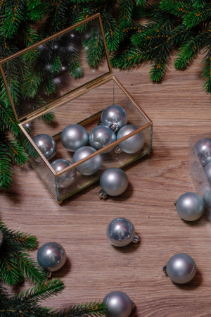 Набор пластиковых шаров Милена 40 мм, голубой туман, 16 шт, Kaemingk (021730)