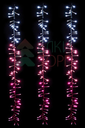 Светодиодная бахрома с эффектом бегущий огонь 2*1м., 24V, 320 LED ламп бело - розового цвета, прозрачный провод, Beauty Led (ESI320-SH10-1WP)