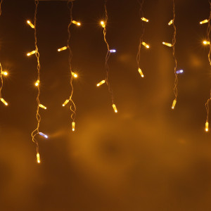 Светодиодная бахрома 108 желтых LED ламп, 3*0.6 м., 220В, мерцание, белый провод ПВХ, Teamprof (TPF-i3*0.6F-CW/Y)