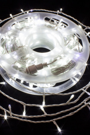 Светодиодная нить с мерцающим диодом 40 м., 220V, 400 холодных белых LED ламп, белый провод ПВХ, соединяемая, Winner Light (w.01.6w.400+)