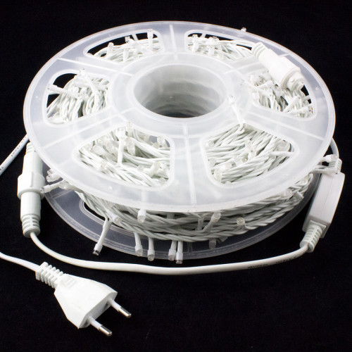 Светодиодная нить с мерцающим диодом 40 м., 220V, 400 холодных белых LED ламп, белый провод ПВХ, соединяемая, Winner Light (w.01.6w.400+)