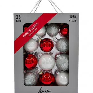Набор стеклянных шаров Морозная рябина 26 шт., Christmas DeLuxe (88723)