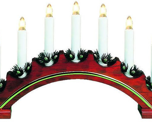 Рождественская горка-светильник ВЕРА, 7 LED свечей, цвет-орех, высота 23 см., Svetlitsa (16-151-07)