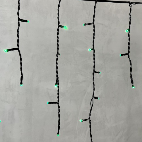 Светодиодная бахрома 3,1*0,5 м., 150 зеленых LED ламп, черный провод ПВХ, LTC (PIL150-11-2G)