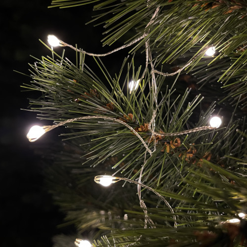 Светодиодная нить Капли 240 белых ламп, 6 м., 24В, серебряный провод, LUCA (84910)