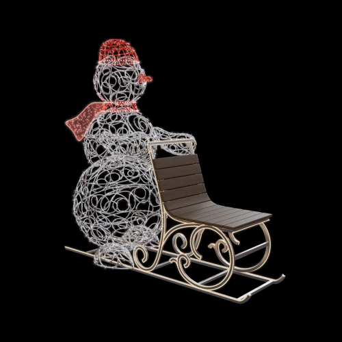 Светодиодная фигура Снеговик с санями 180 см., Сад Радости (SR237)