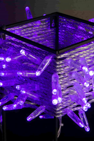 Светодиодная нить 100 фиолетовых LED ламп, 10 м., 24В, статика, прозрачный провод ПВХ, Teamprof (TPF-S10C-24V-CT/V)