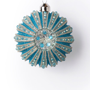 Винтажная стеклянная подвеска Камелия 9*4,5 см., 1 шт., голубой, Karlsbach (14467)