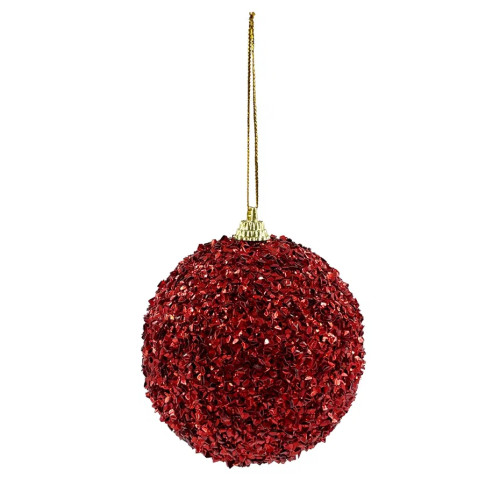 Шар новогодний Бисер 10 см., красный, пенопласт, Christmas DeLuxe (86855)