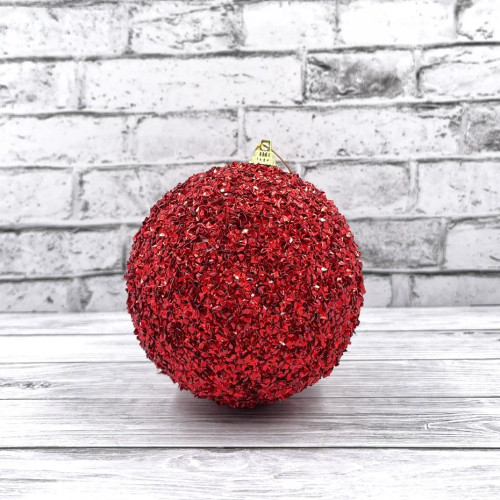 Шар новогодний Бисер 10 см., красный, пенопласт, Christmas DeLuxe (86855)