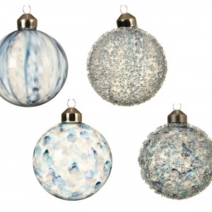 Набор стеклянных шаров Морозные переливы 80 мм., 12 шт., Kaemingk (060617)