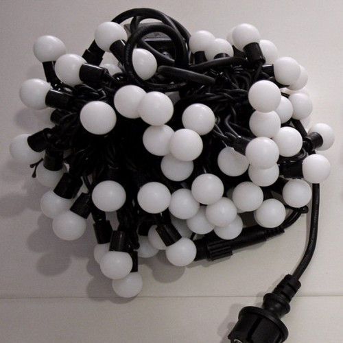 Светодиодная гирлянда шарики Fiesta, 5 м., 20 теплых белых LED ламп 40 мм, 220V, черный ПВХ, Beauty Led (HB20-11-2WW)