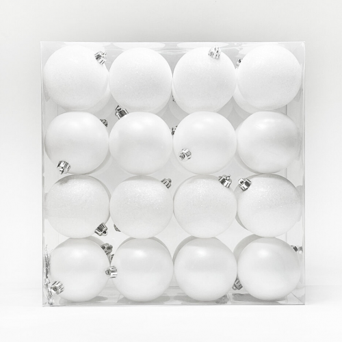 Набор пластиковых шаров Онтарио 80 мм., белый, 32 шт., Christmas DeLuxe (89811)