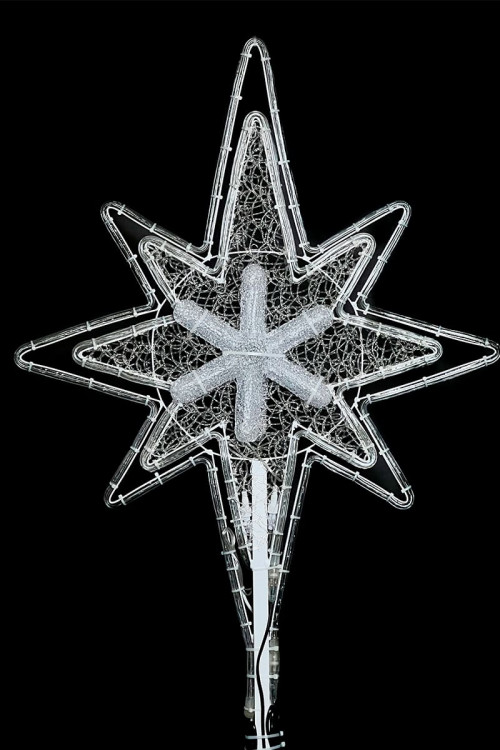 Светодиодная макушка Феерия 100 см., микс Белого и Тепло-Белого со снежинкой, 220В, LTC (LC-13200)