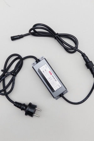 Блок питания электронный 60W. для нитей 24В., до 1000 LED, провод черный Каучук, IP65, LTC (DM-60F-24V)