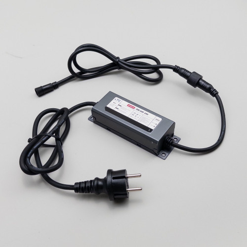 Блок питания электронный 60W. для нитей 24В., до 1000 LED, провод черный Каучук, IP65, LTC (DM-60F-24V)