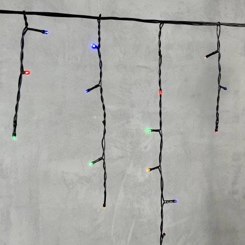 Светодиодная бахрома 3,1*0,5 м., 150 разноцветных LED ламп, 220В., черный провод ПВХ, LTC (PIL150-11-2M)