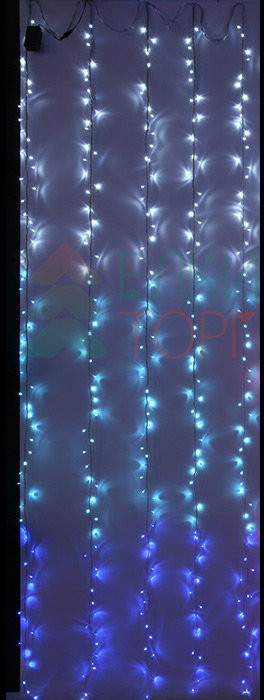 Занавес с эффектом бегущий огонь 2*3.3 м., 24V, 320 LED ламп бело - синего цвета, прозрачный провод, Beauty Led (ESI321-SH10-1WB)