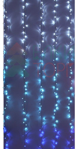 Занавес с эффектом бегущий огонь 2*3.3 м., 24V, 320 LED ламп бело - синего цвета, прозрачный провод, Beauty Led (ESI321-SH10-1WB)
