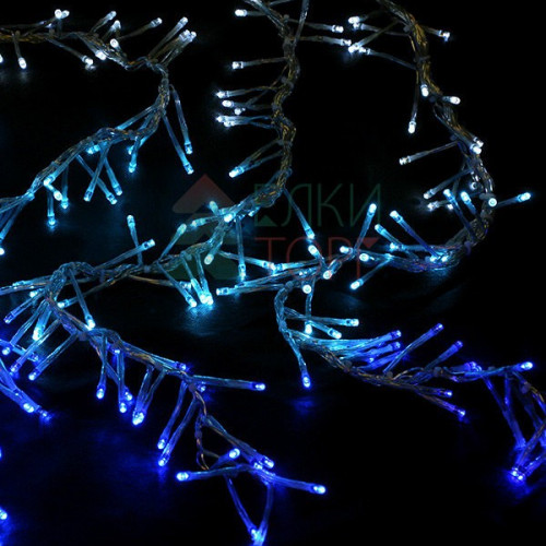 Занавес с эффектом бегущий огонь 2*3.3 м., 24V, 320 LED ламп бело - синего цвета, прозрачный провод, Beauty Led (ESI321-SH10-1WB)