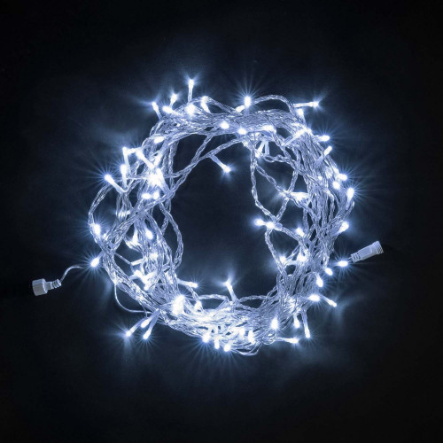 Светодиодная нить 100 холодных белых LED ламп, 10 м., 24В., прозрачный провод ПВХ, LTC (PST100-10-1W)
